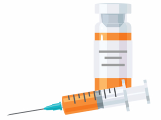 Illustration of syringe and bottle